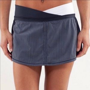 Lululemon tennis skirt. Size 8. Navy/white with pinstripes